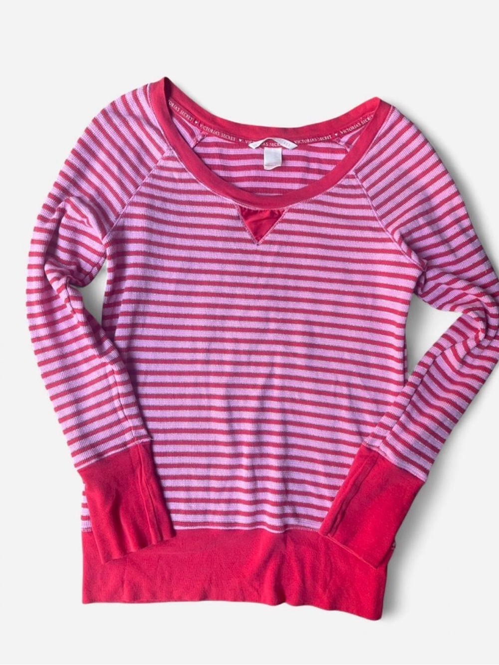 Victoria's Secret Pink Ribbed Knit Glittery Striped Long Sleeve Top XS